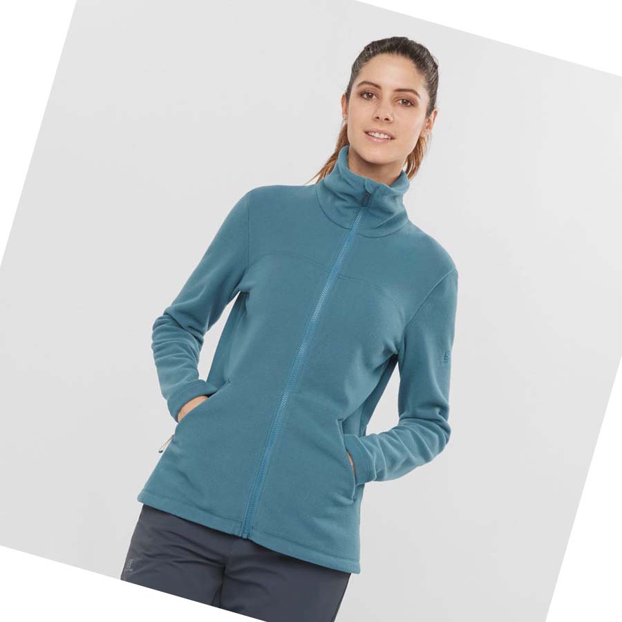 Salomon ESSENTIAL COSY FLEECE Kapucnis Pulóver Női Kék | HU 3111HAP